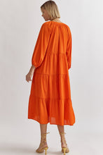 Load image into Gallery viewer, Orange Midi Raven Dress
