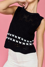 Load image into Gallery viewer, Black and White Sleeveless Crochet Top

