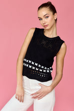 Load image into Gallery viewer, Black and White Sleeveless Crochet Top
