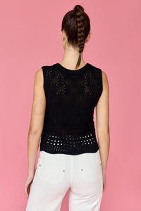 Black and White Sleeveless Crochet Top