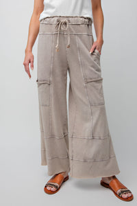 Cropped Terry Knit Pants Mushroom