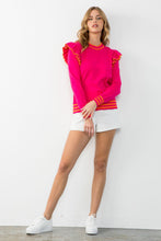 Load image into Gallery viewer, THML Magenta Ruffle Sweater
