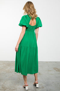 THML Green Puff Sleeve Maxi Dress