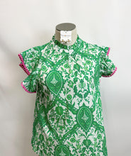 Load image into Gallery viewer, THML Flutter Sleeve Green Print Top
