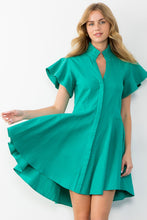 Load image into Gallery viewer, THML Aqua Flutter Sleeve Dress
