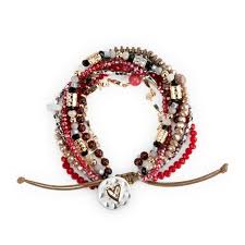 Beaded Love Bracelet- Garnet
